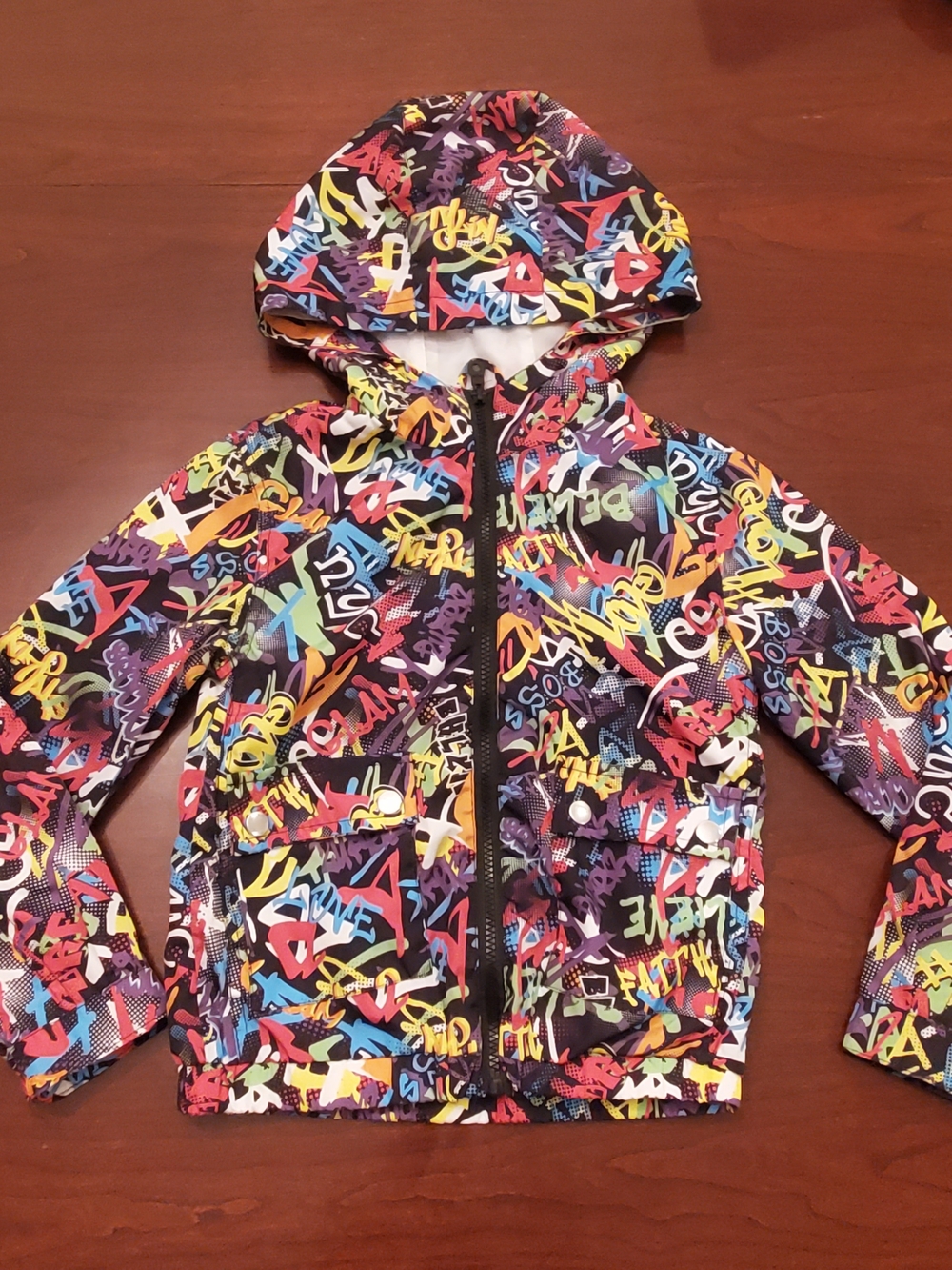 Kids Multicolor Graffiti Hooded Raincoat